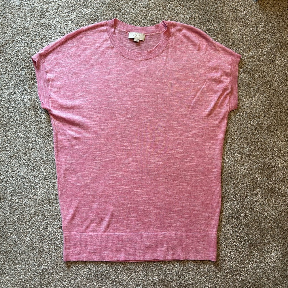 Loft Womens Pink Short Sleeve Top L